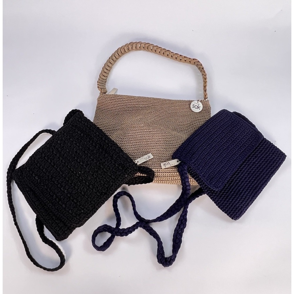 Vintage Lot of 3 The Sak Handbags Woven Crochet Crossbody Shoulder Bag MINT